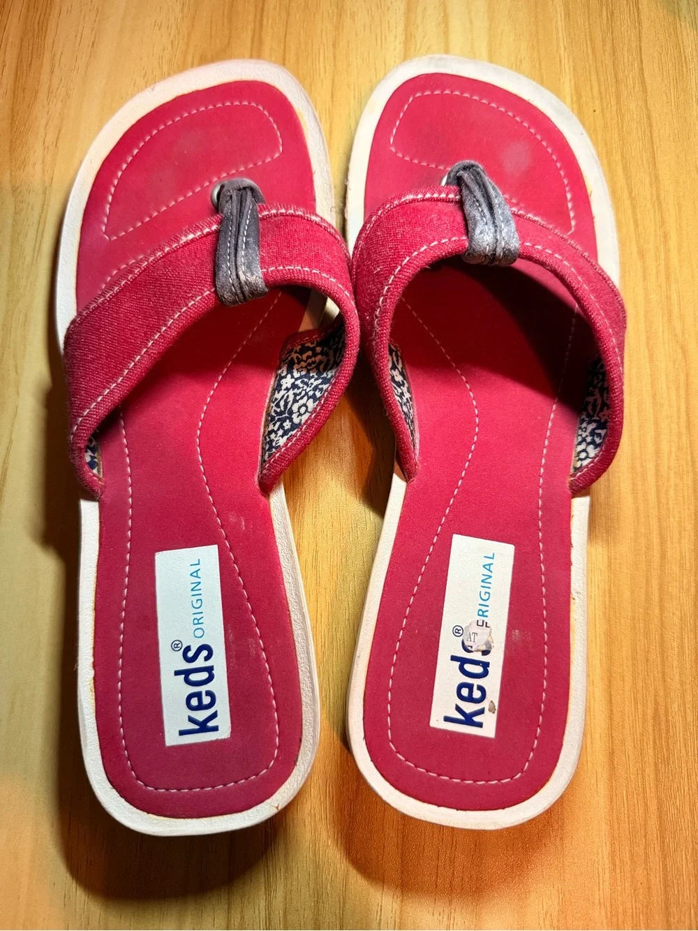 Keds Hot Pink Slip-On Sandals with White Trim